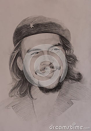Che Guevara, Ernesto. drawing on paper Editorial Stock Photo
